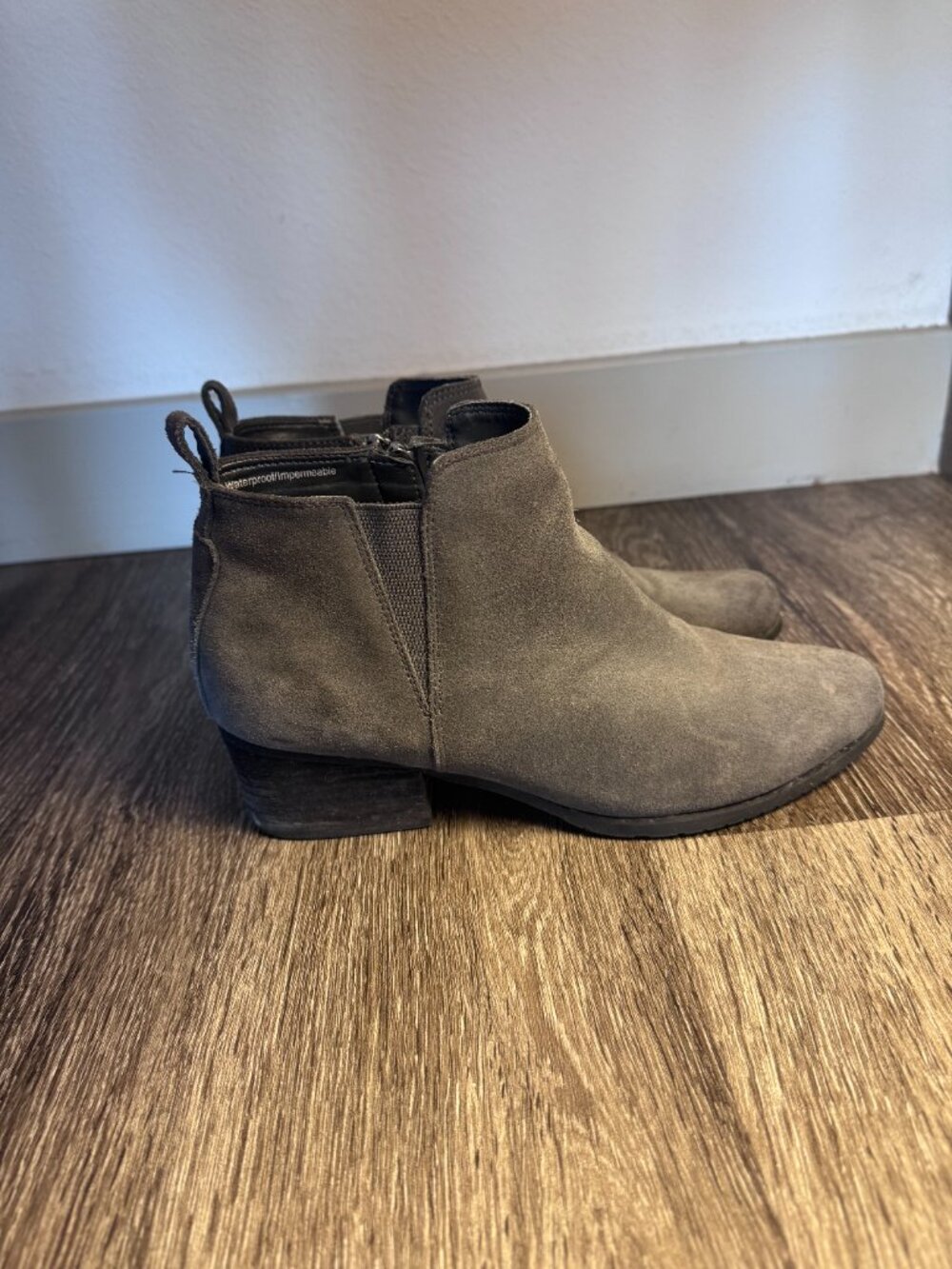 Blondo Liam Waterproof Booties Gray Leather Suede Ankle Boots Shoes Size 8 M
